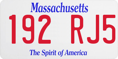 MA license plate 192RJ5