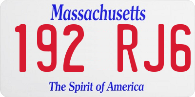 MA license plate 192RJ6