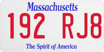 MA license plate 192RJ8