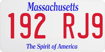 MA license plate 192RJ9