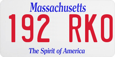 MA license plate 192RK0