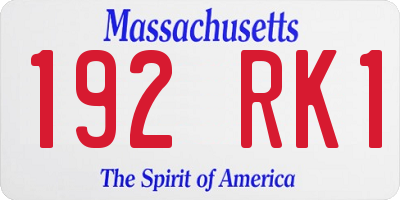 MA license plate 192RK1