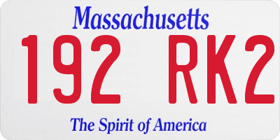MA license plate 192RK2