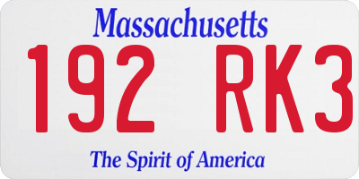 MA license plate 192RK3
