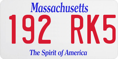 MA license plate 192RK5