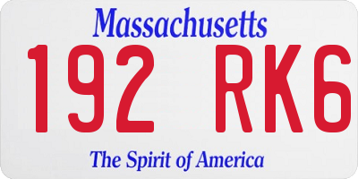MA license plate 192RK6