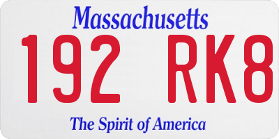 MA license plate 192RK8