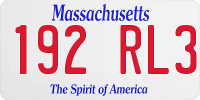 MA license plate 192RL3