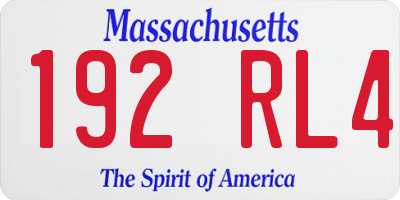 MA license plate 192RL4