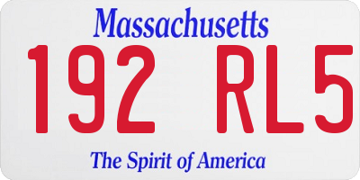 MA license plate 192RL5