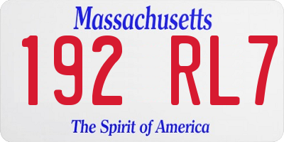 MA license plate 192RL7