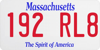 MA license plate 192RL8