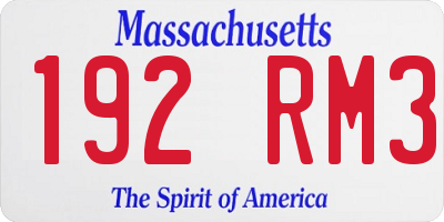 MA license plate 192RM3