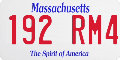 MA license plate 192RM4