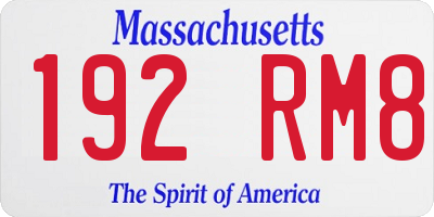MA license plate 192RM8