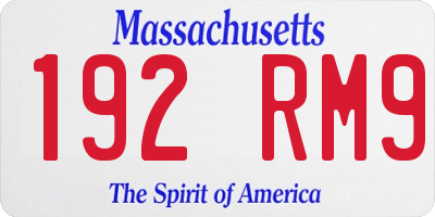 MA license plate 192RM9