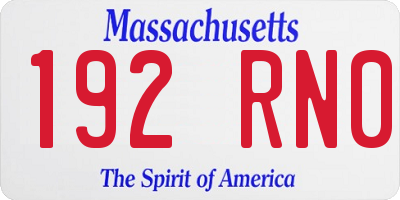 MA license plate 192RN0