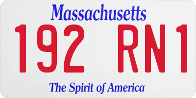 MA license plate 192RN1
