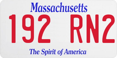 MA license plate 192RN2