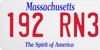 MA license plate 192RN3