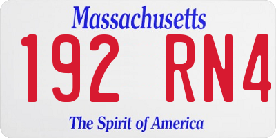 MA license plate 192RN4