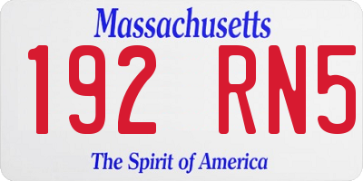 MA license plate 192RN5