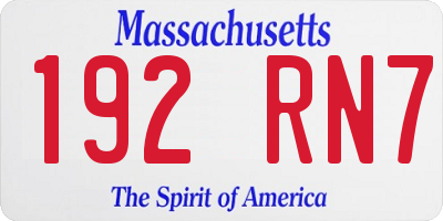 MA license plate 192RN7