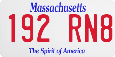 MA license plate 192RN8