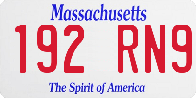 MA license plate 192RN9
