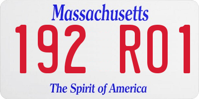 MA license plate 192RO1