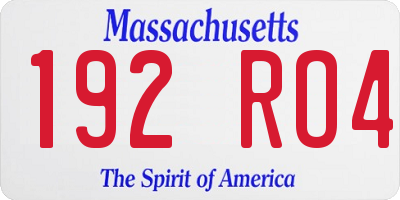 MA license plate 192RO4