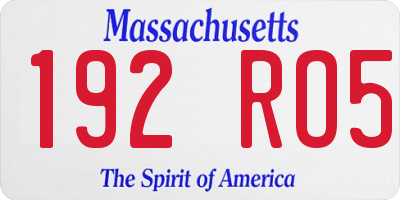 MA license plate 192RO5