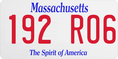 MA license plate 192RO6