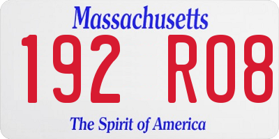 MA license plate 192RO8