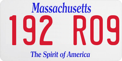 MA license plate 192RO9