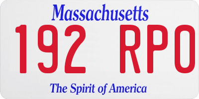 MA license plate 192RP0