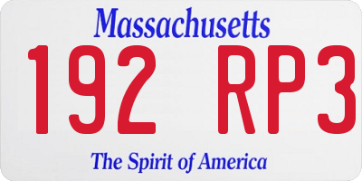 MA license plate 192RP3