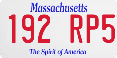 MA license plate 192RP5