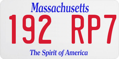 MA license plate 192RP7