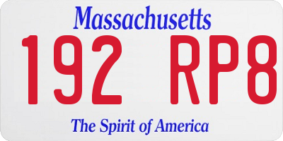 MA license plate 192RP8