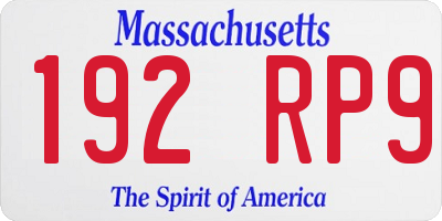 MA license plate 192RP9