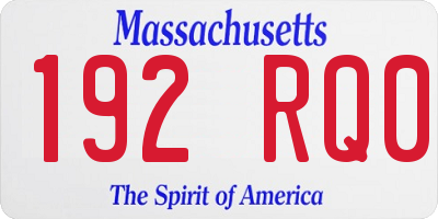 MA license plate 192RQ0