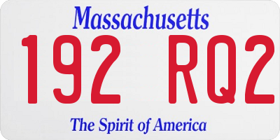 MA license plate 192RQ2