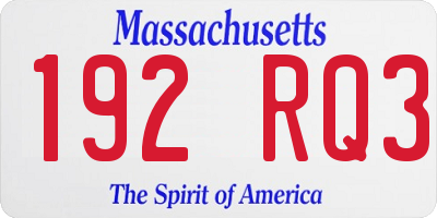 MA license plate 192RQ3