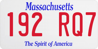 MA license plate 192RQ7