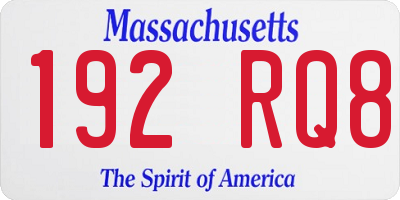 MA license plate 192RQ8