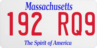 MA license plate 192RQ9