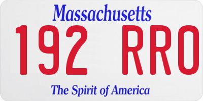 MA license plate 192RR0