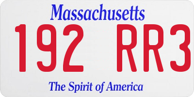 MA license plate 192RR3