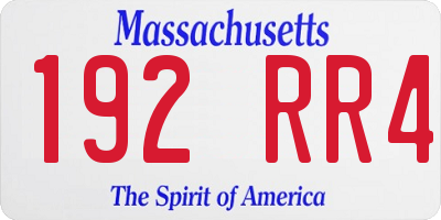 MA license plate 192RR4